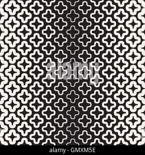 Seamless Vector Floral arrondi noir et blanc Oriental Star Modèle hexagonal Illustration de Vecteur