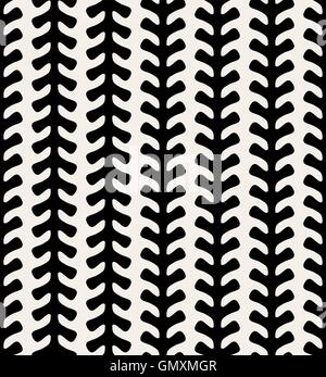 Seamless Vector arrondi noir et blanc floral Motif de ligne verticale biologique Illustration de Vecteur
