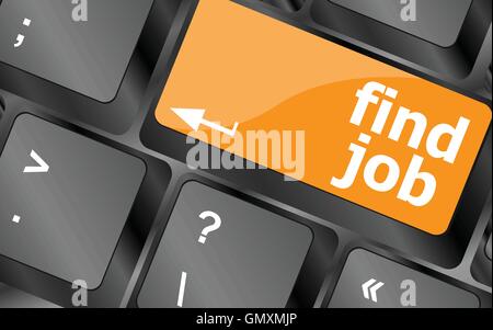 La recherche d'emploi sur l'internet. Bouton Travaux sur clavier d'ordinateur, vector illustration Illustration de Vecteur
