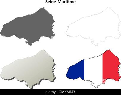 Seine-Maritime, Haute-normandie carte contour défini Illustration de Vecteur