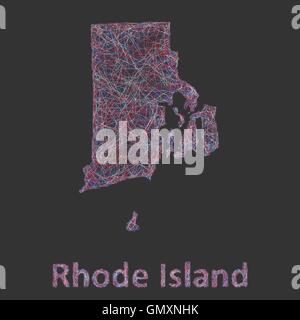 Carte d'art de la ligne de Rhode Island Illustration de Vecteur