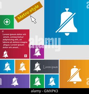 Aucune interdiction, bell signe. L'icône des boutons. Site web interface moderne avec des touches curseur pointeur. Vector Illustration de Vecteur