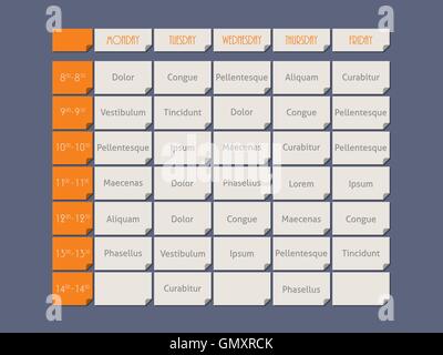 Calendrier Orange télévision style avec l'exemple de texte Illustration de Vecteur