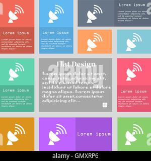 L'icône d'antenne satellite signe. Ensemble de boutons multicolores avec l'espace pour le texte. Vector Illustration de Vecteur