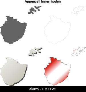 Appenzell Rhodes-Intérieures blank aperçu détaillé de l'ensemble de cartes Illustration de Vecteur