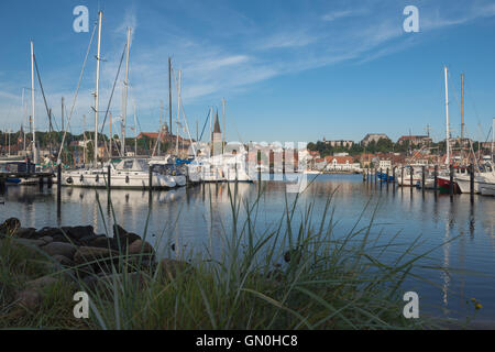 Port de Flensburg, à la fin de Flensburg, ville frontière au Danemark, la mer Baltique, Schleswig-Holstein, Allemagne, Banque D'Images