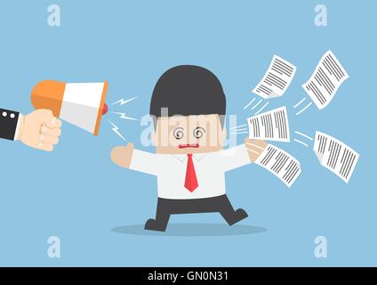 Businessman obtenir trop d'informations à partir de la voix, de l'information et des données Notion de surcharge Illustration de Vecteur