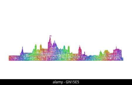 Ottawa skyline silhouette - art ligne multicolore Illustration de Vecteur