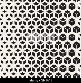 Seamless Vector géométrique noir et blanc Lignes forme Cube Damier de demi-teinte Illustration de Vecteur