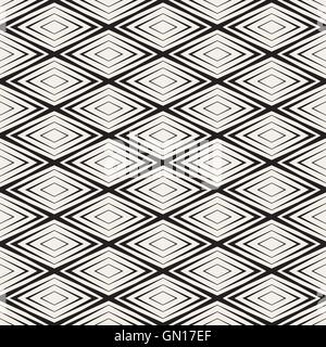 Seamless Vector losange noir et blanc lignes concentriques forme motif géométrique Illustration de Vecteur