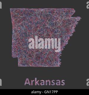 L'art de la ligne colorée plan de Arkansas State Illustration de Vecteur