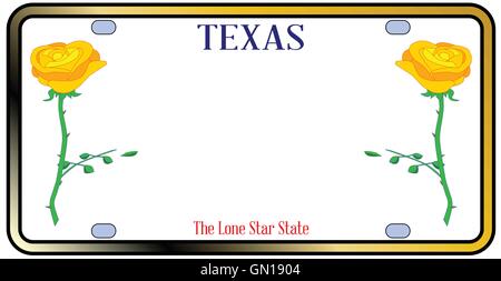 Texas Rose jaune plaque de licence Illustration de Vecteur