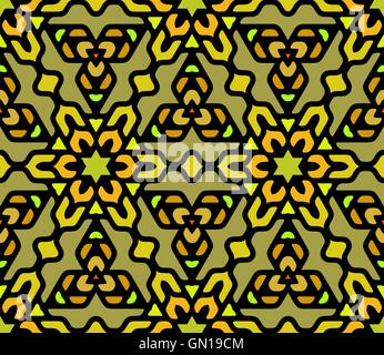 Seamless Vector Floral arrondi coloré motif Oriental Mandala hexagonal Illustration de Vecteur