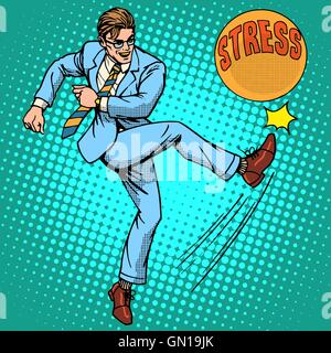 Homme hits ball avec stress nom Illustration de Vecteur