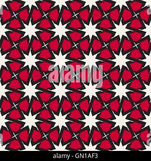 Seamless Vector Noir Blanc Couleur Rouge Ligne d'Entrelacs islamique Star motif géométrique Illustration de Vecteur