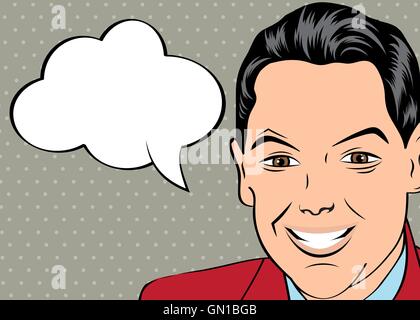 Smiling businessman, style pop art Illustration de Vecteur