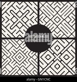 Ensemble de quatre Seamless Vector noir et blanc motif ornemental géométrique ethnique Illustration de Vecteur