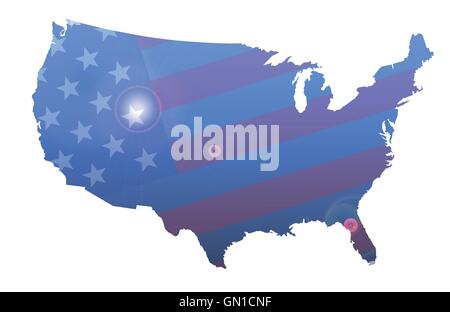 United States Contour Plan et d'un drapeau Illustration de Vecteur