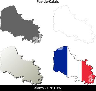 Pas-de-Calais, Nord-Pas-de-Calais carte contour défini Illustration de Vecteur