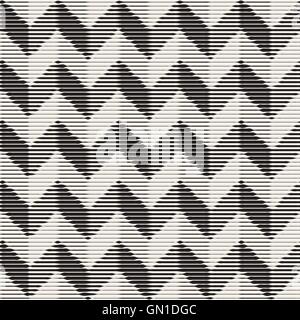 Seamless Vector noir et blanc Vintage Engraved Chevron rayures horizontales en ZigZag Illustration de Vecteur