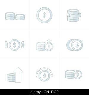 Coins Icons Set, couleur blanche Illustration de Vecteur