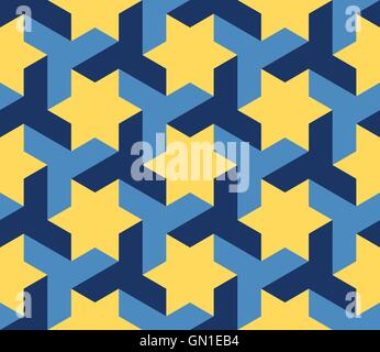 Seamless Vector Jaune Bleu étoile géométrique forme Triangle Modèle Tessellation Illustration de Vecteur