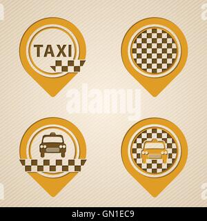 Télévision avec des pointeurs gps style éléments taxi Illustration de Vecteur