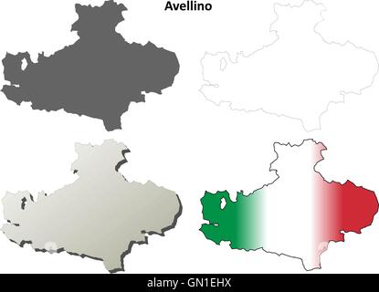 Avellino blank aperçu détaillé de l'ensemble de cartes Illustration de Vecteur