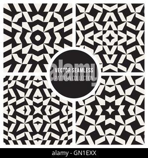 Ensemble de quatre Seamless Vector Ethnique Noir et blanc motif ornemental géométrique Star Illustration de Vecteur