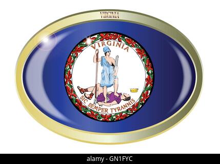 Virginia State Flag Bouton Ovale Illustration de Vecteur