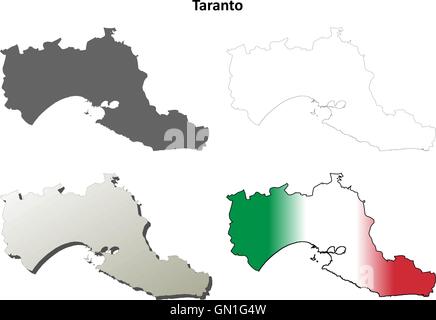 Taranto blank aperçu détaillé de l'ensemble de cartes Illustration de Vecteur