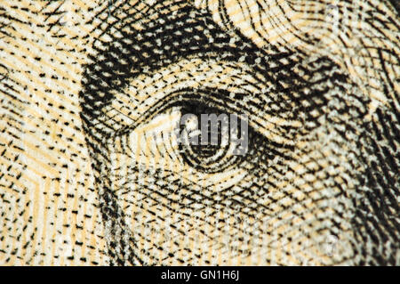 Eye sur un billet de dollar USA, Macro Banque D'Images