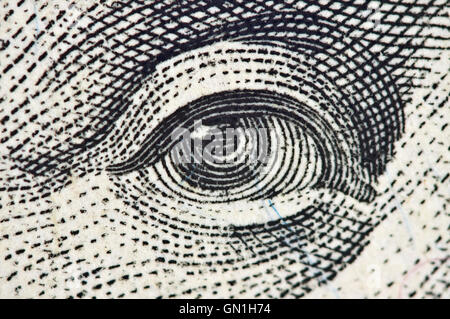 Eye sur un billet de dollar USA, Macro Banque D'Images