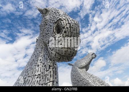 Edinburgh, Royaume-Uni. Août 27, 2016. Les Kelpies conçu par Andy Scott à Falkirk sur un jour d'été. Crédit : Richard Dyson/Alamy Live News Banque D'Images