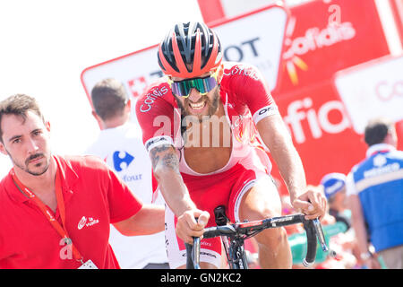 La Camperona, Espagne. 27 août, 2016. Loic Chetout (Cofidis) a terminé la 8e étape de la course cycliste "La Vuelta" (Tour d'Espagne) entre la montée de Villalpando et Camperona le 27 août 2016 à Leon, Espagne. Crédit : David Gato/Alamy Live News Banque D'Images