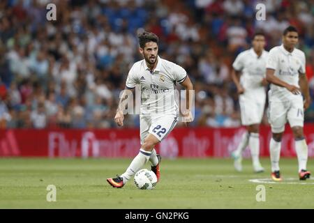 Madrid, Espagne. Août 16, 2016. Isco (Real) Football/soccer : 'pré-saison Trophée Santiago Bernabeu' match entre le Real Madrid FC 5-3 Stade de Reims au Santiago Bernabeu à Madrid, Espagne . © Kawamori Mutsu/AFLO/Alamy Live News Banque D'Images