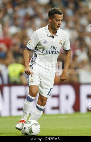 Madrid, Espagne. Août 16, 2016. Lucas Vazquez (Real) Football/soccer : 'pré-saison Trophée Santiago Bernabeu' match entre le Real Madrid FC 5-3 Stade de Reims au Santiago Bernabeu à Madrid, Espagne . © Kawamori Mutsu/AFLO/Alamy Live News Banque D'Images