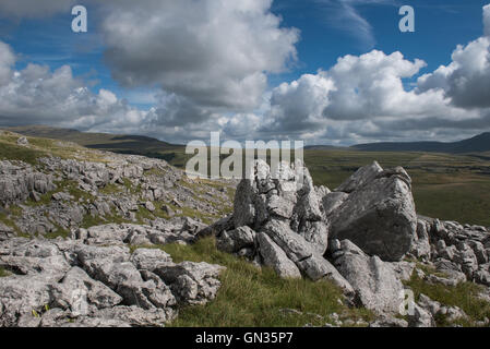 Kingsdale et Whernside vu depuis les pentes du Gragareth les Yorkshire Dales Banque D'Images