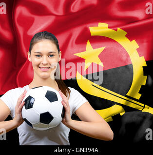 Fière femme fan de football de l'Angola Banque D'Images