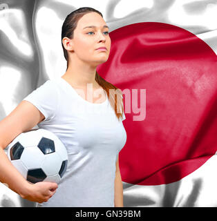 Fière femme football fan du Japon Banque D'Images