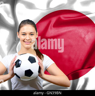 Fière femme football fan du Japon Banque D'Images