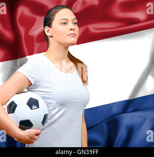 Fière femme football fan de Pays-Bas Banque D'Images