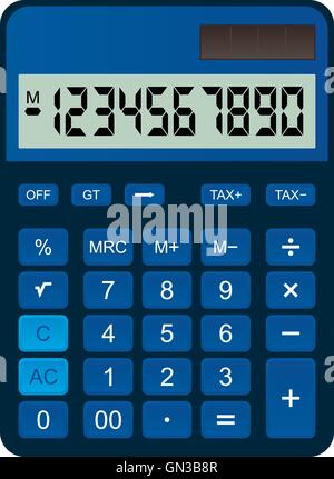 Calculatrice est faite de plastique bleu. Illustration de Vecteur