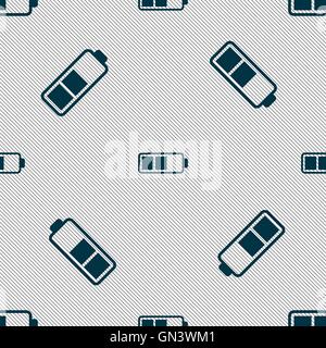 L'icône de la moitié de la batterie. Motif géométrique transparente avec la texture. Vector Illustration de Vecteur