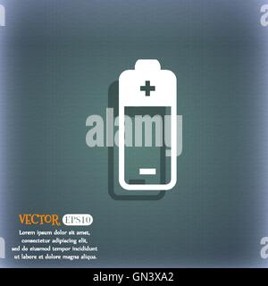 L'icône de la batterie. Sur le fond bleu-vert de l'ombre et de l'espace pour votre texte. Vector Illustration de Vecteur