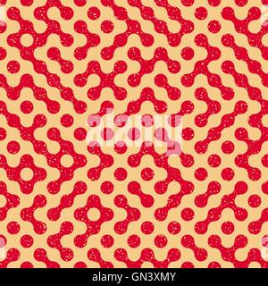 Seamless Vector Retro irrégulières Truchet ondulées Grungy Motif Tan rouge Illustration de Vecteur