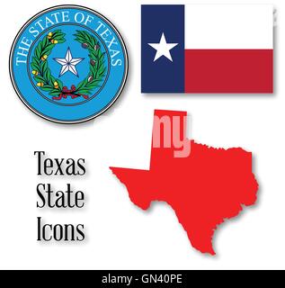 Les icônes de l'État du Texas Illustration de Vecteur