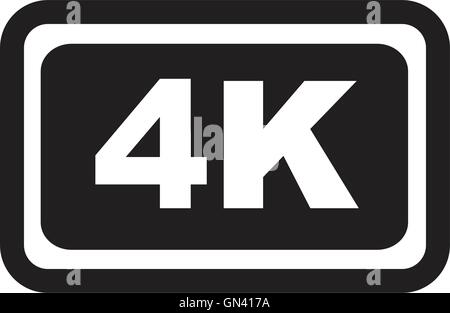Ultra HD 4K'icône 3d isolé sur fond blanc Illustration de Vecteur