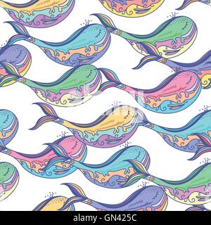 Fond blanc avec les baleines Illustration de Vecteur