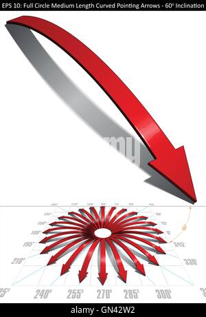 Full Circle - Longueur moyenne des flèches pointant Set - 60 degrés Illustration de Vecteur